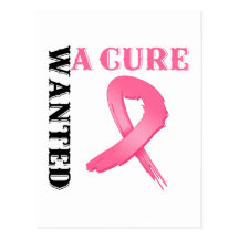 Breast Cancer WANTED A CURE Postcard