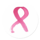 Breast Cancer Watercolor Ribbon Stickers or Tags