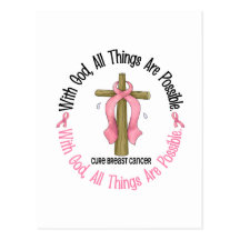 Breast Cancer WITH GOD CROSS 1 Post Card