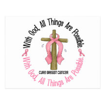 Breast Cancer WITH GOD CROSS 1 Post Card