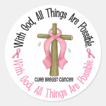 Breast Cancer WITH GOD CROSS 1 Sticker
