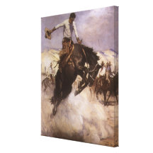 Breezy Riding by WHD Koerner, Vintage Rodeo Cowboy Stretched Canvas Prints