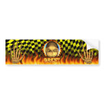 Brent skull real fire and flames bumper sticker de
