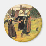 Breton Girls Dancing Pont-Aven By Paul Gauguin Magnet