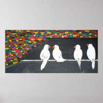 brick bird wall : graffiti wall print