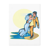 Bridal Couple On Beach Postcards
