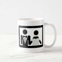 bridal couple with frame icon coffee mugs