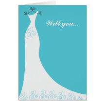Bridal Gown Custom Bridesmaid Greeting Cards