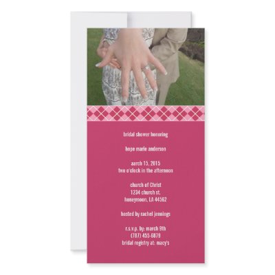 Bridal Shower Argyle Customized Photo Card by samack