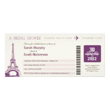 Bridal Shower Boarding Pass to Paris France Invitation