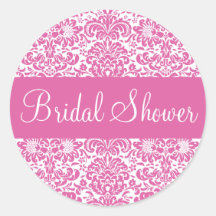 Bridal Shower Damask Envelope Sticker Seal