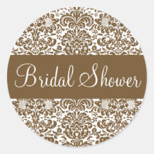 Bridal Shower Damask Envelope Sticker Seal