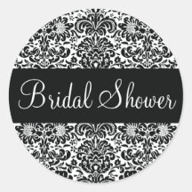 Bridal Shower Damask Envelope Sticker Seal