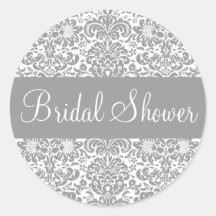 Bridal Shower Damask Envelope Sticker Seal
