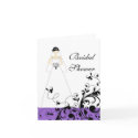 Bridal Shower Invitation Note Cards Purple White