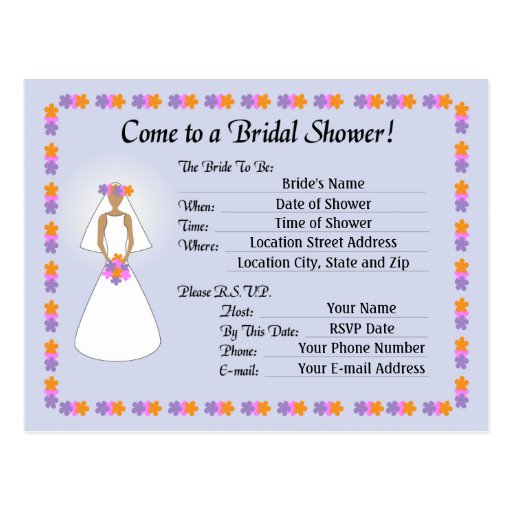 Bridal Shower Invitation Postcard