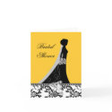 Bridal Shower Invitations Damask Yellow cards