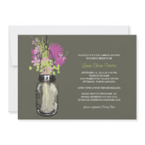 Bridal Shower Mason Jar and Wildflowers Personalised Invitations