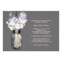 Bridal Shower Mason Jar and Wildflowers Custom Announcements
