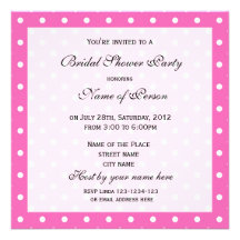 bridal shower party  invitation, pink polka dots