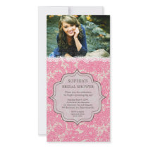 Bridal Shower Pink Lace Paisley Photo Invite