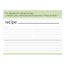 Bridal Shower Recipe Card Post Cards