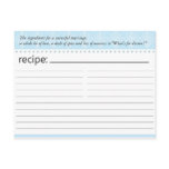 Bridal Shower Recipe Card postcards