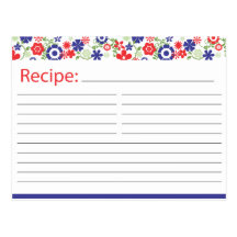 Bridal Shower Recipe Card  |  Red and Navy Post Card