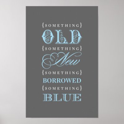 Bridal Shower Sign Old New Borrowed Blue Theme Print by Plush Paper