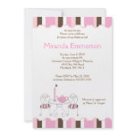 Bridal Shower Tea Party Pink Stripe 5x7 invitations