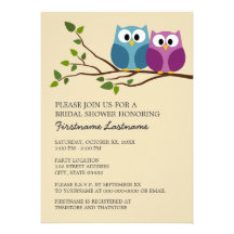 Bridal Shower with Owl Couple on Branch Custom Announcement
