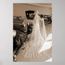 Bride And Antique Cars Posters