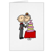Bride And Groom By The Wedding Cake Card