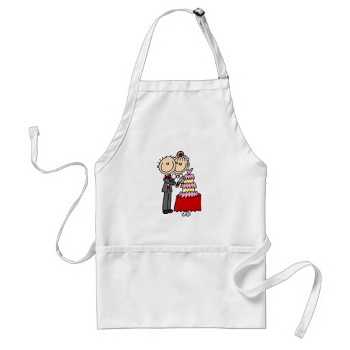 Bride and Groom Cut the Cake T-shirts and gifts Apron | Zazzle.co.uk