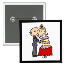 Bride and Groom Cut the Cake T-shirts and gifts Pinback Buttons