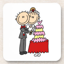 Bride and Groom Cut the Cake T-shirts and gifts Beverage Coaster
