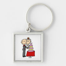 Bride and Groom Cut the Cake T-shirts and gifts Key Chain