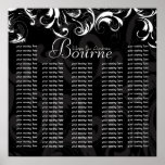Bride and Groom Damask Seating Chart for Reception Posters