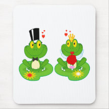 bride and groom froggy frogs mousepad