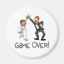 Bride and Groom Game Over Fridge Magnets