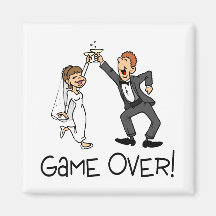 Bride and Groom Game Over Fridge Magnets