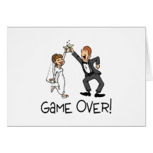 Bride and Groom Game Over Greeting Cards