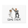 Bride and Groom Game Over Postcard