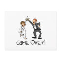 Bride and Groom Game Over postcards