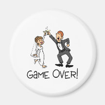 Bride and Groom Game Over Wedding Refrigerator Magnet