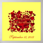 Bride and Groom Heart Roses Print