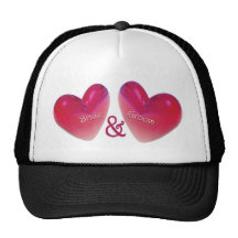Bride and Groom Hearts Trucker Hat
