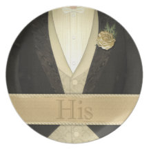 Bride and Groom His & Hers (ivory) Wedding Dinner Plates