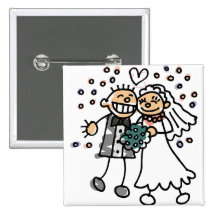 Bride and Groom Jump for Joy Pinback Buttons