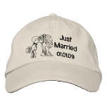 Bride and Groom Kiss - Just Married embroidered hats